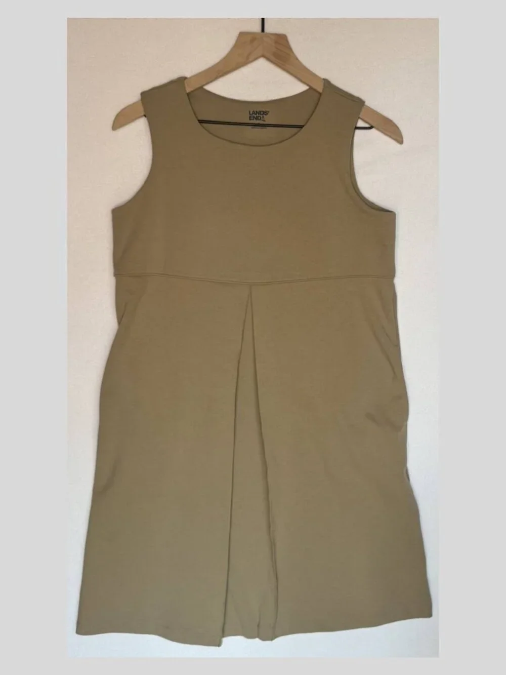 Lands' End School Uniform - Girls Ponte Pleat Khaki Jumper - Size 16